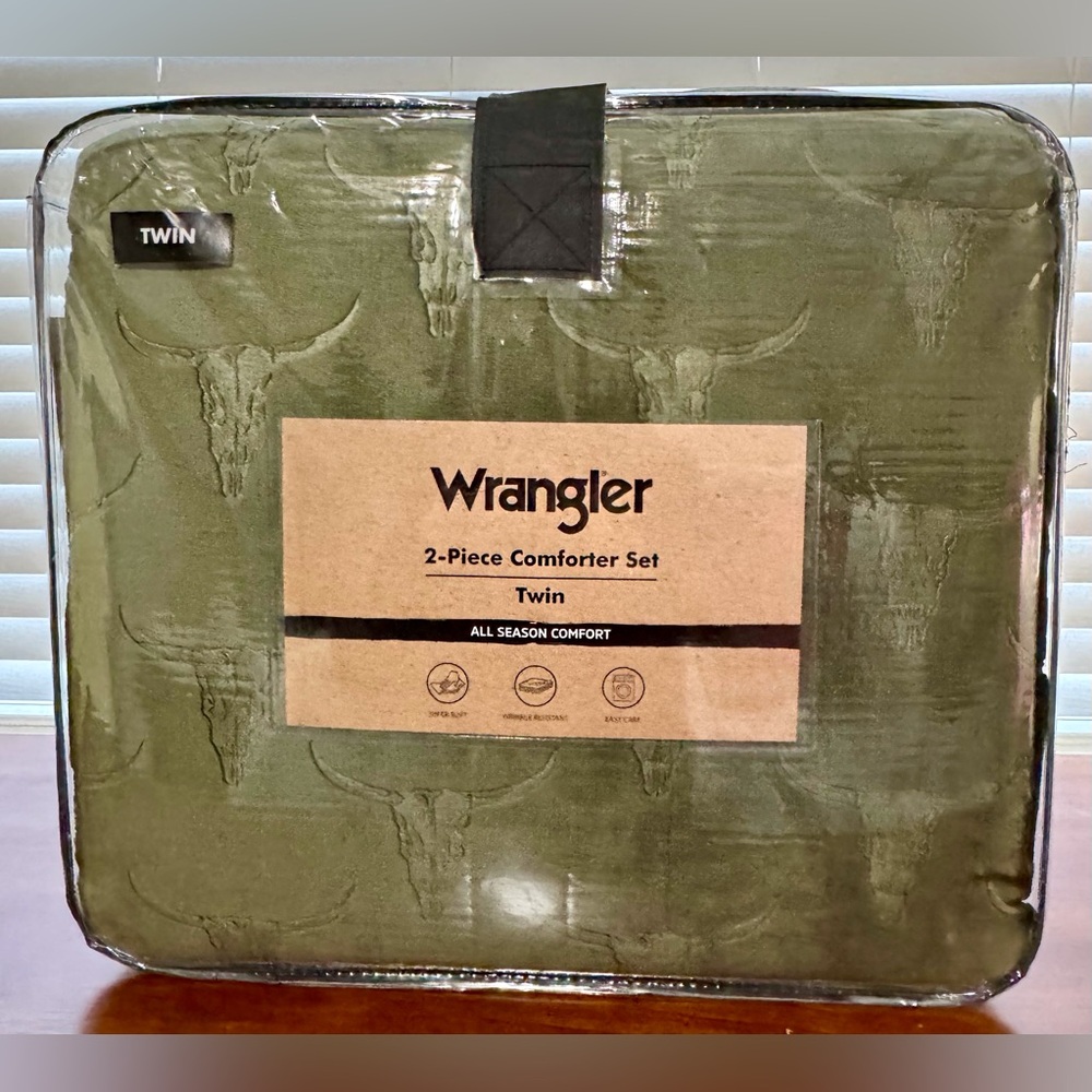 Wrangler Steer Longhorn Green Twin 2 Piece Comforter Set NEW
